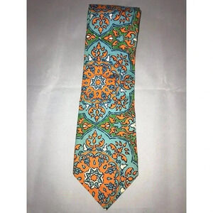 VTG Rooster Ruffler Collection Green Blue Orange Middle Eastern Tile Neck Tie